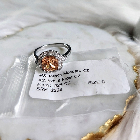 NWT Ryze Peach Moscato Cubic Zirconia .925 Sterling Silver Ring - Size 9 - Picture 6 of 8